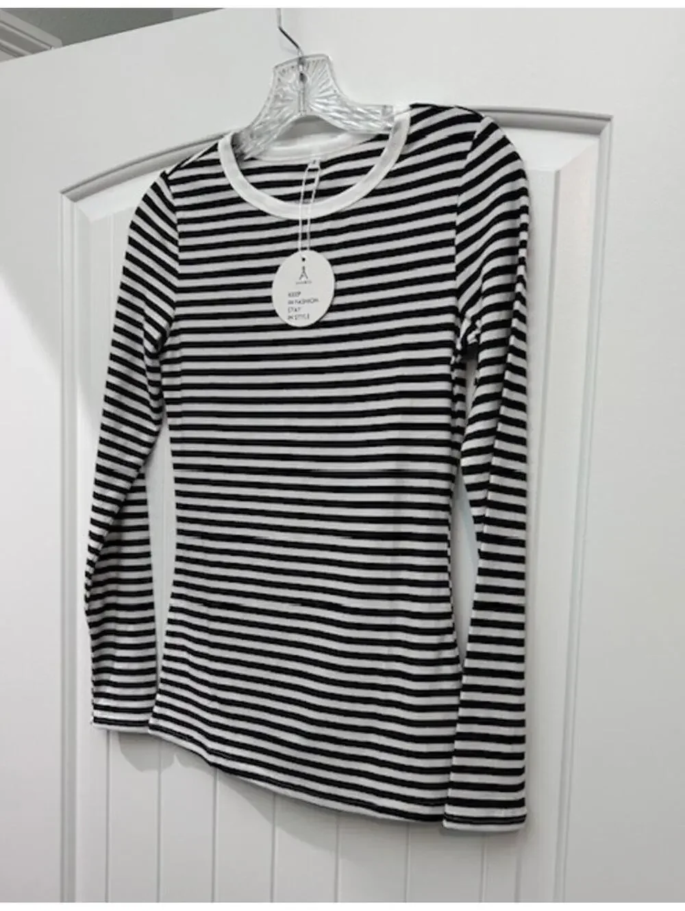 NWT Anrabess Soft Striped Long Sleeve Top 🖤 Size Small - Picture 2 of 7